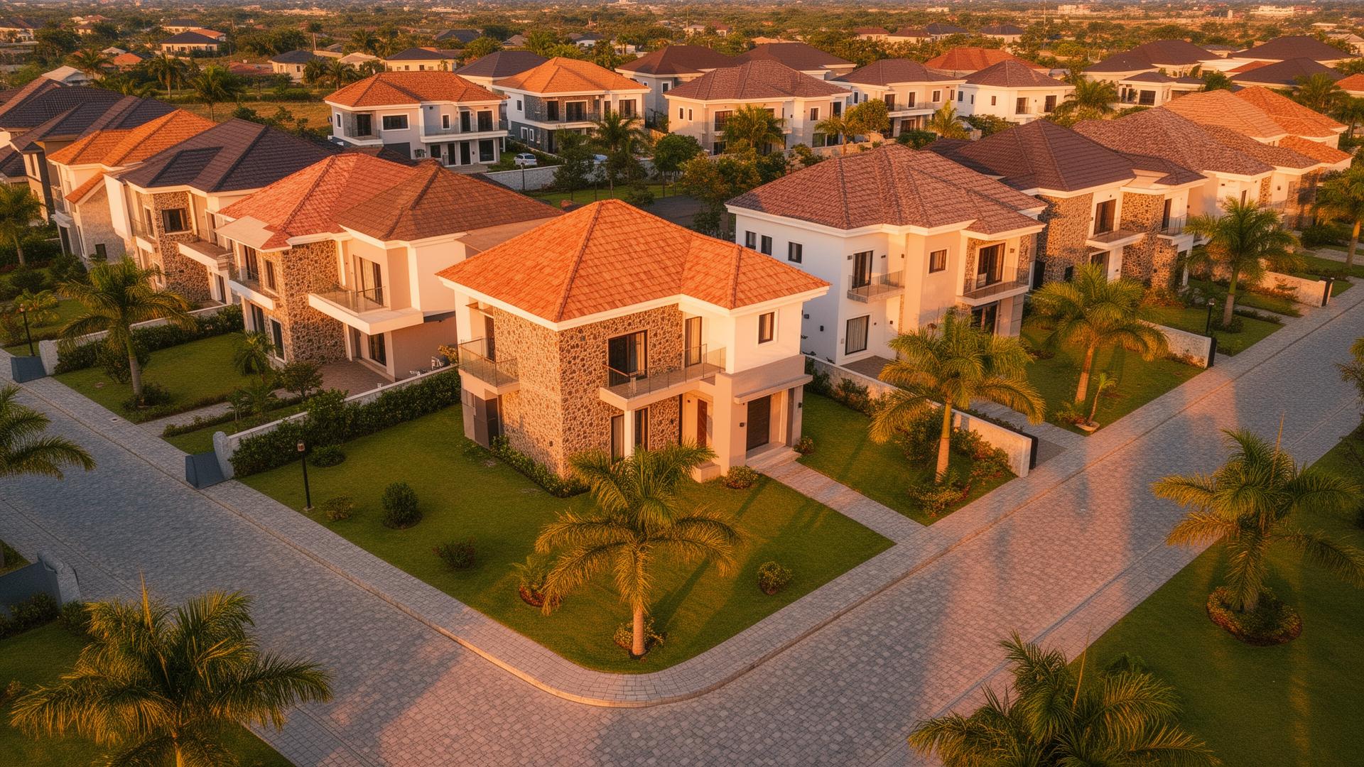 Aerial view of luxury Nigerian estate built by Acore